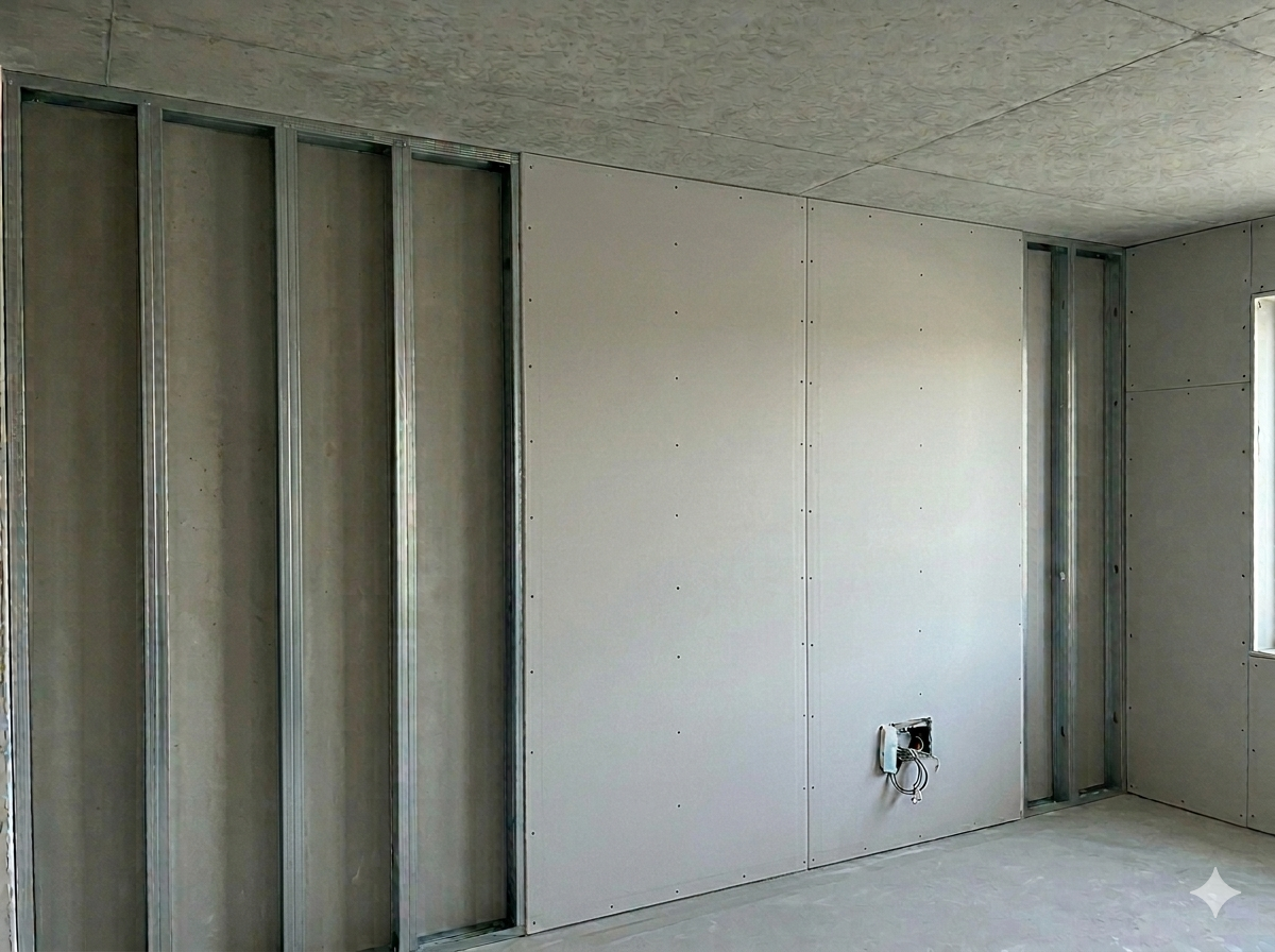 Montage van metal stud wanden en gipsplaten door Baumix in Stein